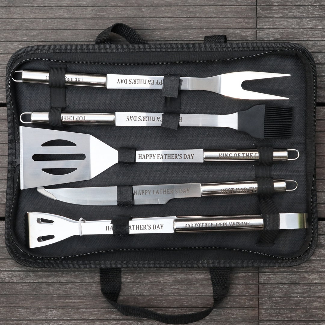 Custom Grill Gifts for Dad 5pcs in Set,personalized BBQ Tools for Dad