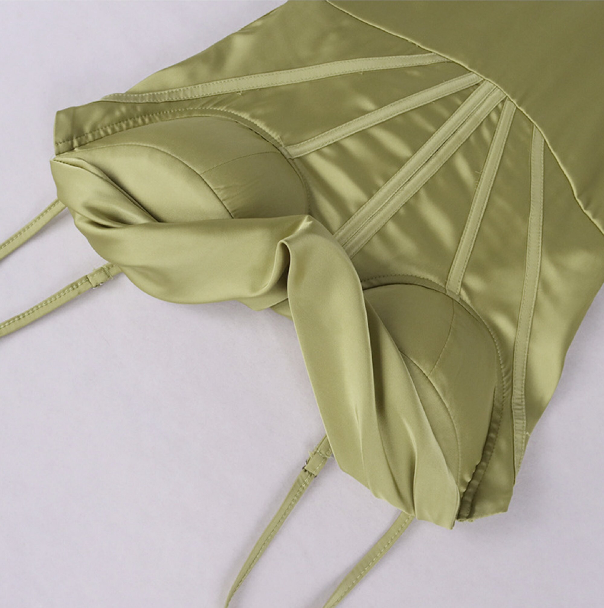 Satin Dress, Corset Prom Dress, Green Corset Dress, Prom Dress Corset ...