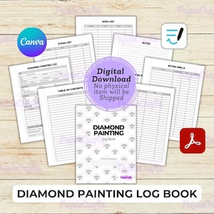 Diamond Painting Log Book Printable | Diamond Painting Log Book Digital | Diamond Art Log Book | Diamond Painting Tracker | Drill Log Book