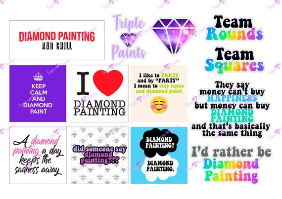 Diamond Painting Stickers, Diamond Painting Quotes Stickers, Printable  Stickers, PDF & PNG Download set 1 