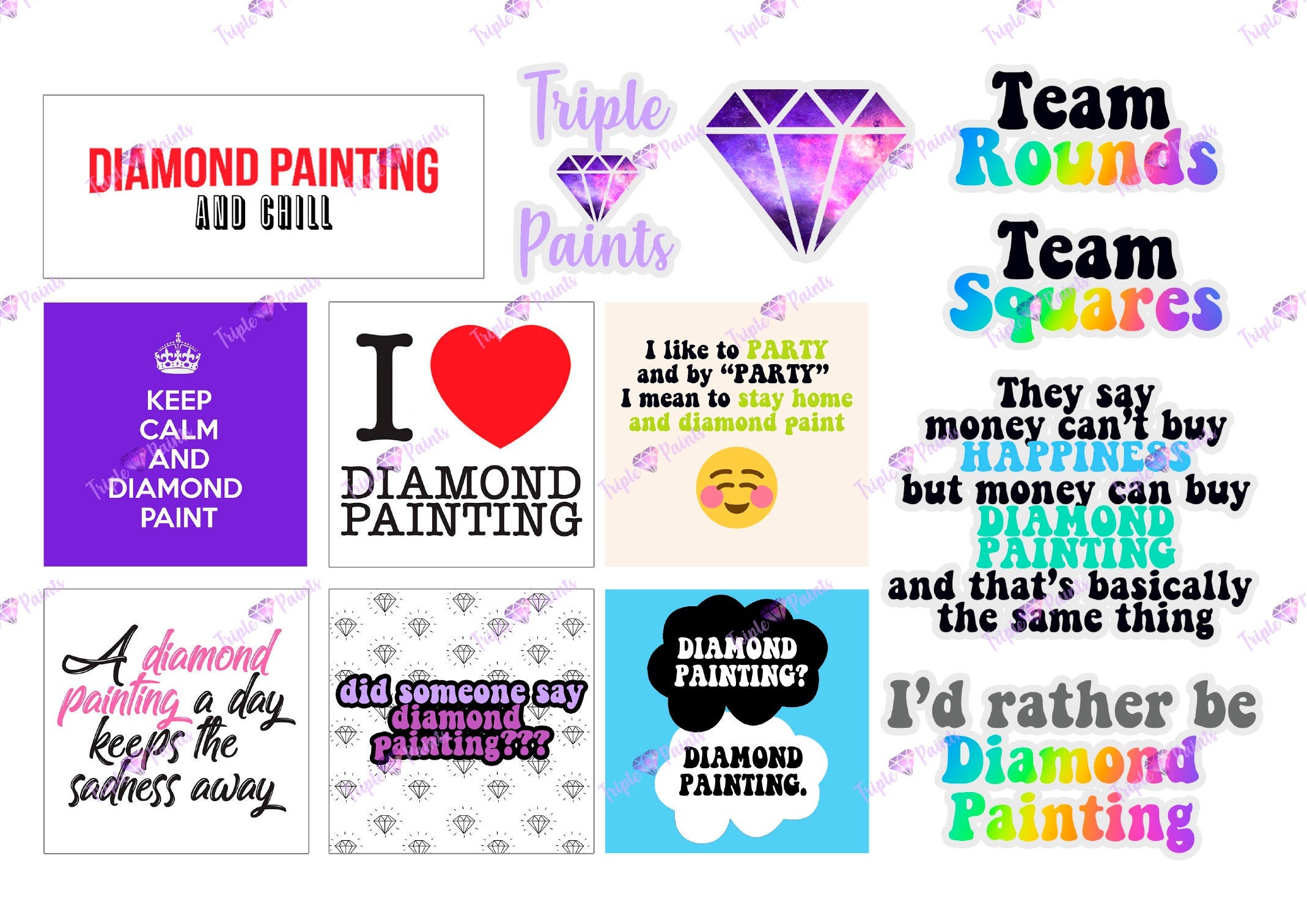 Diamond Painting Stickers Diamond Painting Quotes Stickers Etsy