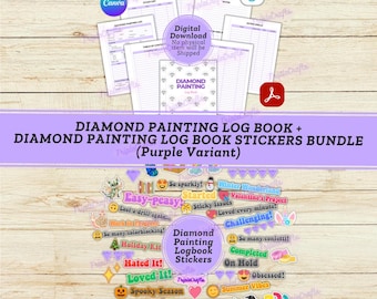 Diamond Painting Loggbok och Diamond Painting Loggboksklistermärken PAKET | Utskrivbar | Digital | Diamond Painting Journal och klistermärken