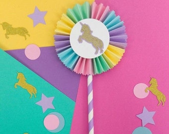 Unicorn smash birthday cake topper