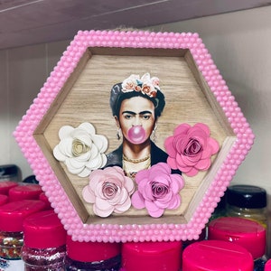 Frida, wall decor, home decor, picture art, shadowbox