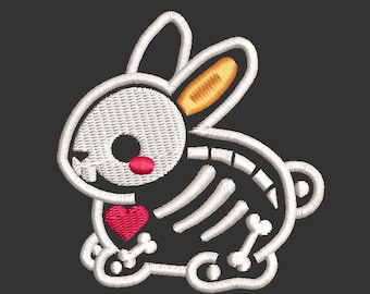 Cartoon Skeleton Bunny Embroidery Design (Digital Download)