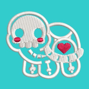 Skeleton Turtle, Cartoon Inspired Embroidery Designs, Machine Embroidery Design file, Pes, Dst, Jef, Vp3, Hus, Instant Download