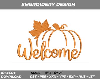 Pumpkin Spice Heart Embroidery Design – Fall Welcome (Digital Download)