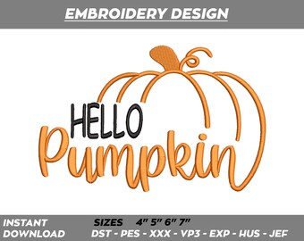 Hello Pumpkin Embroidery Design – Fall Machine Embroidery Pattern (Digital Download)