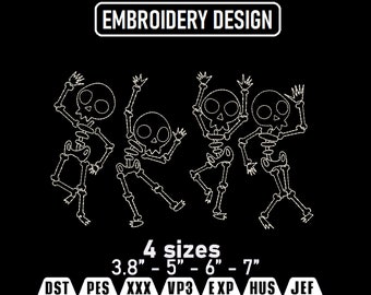 Dancing Skeletons Embroidery Design, Machine Embroidery File (Instant Download)