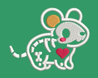 Cartoon Skeleton Mouse Embroidery Design (Digital Download)