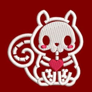 Skeleton Squirrel, Cartoon Inspired Embroidery Designs, Machine Embroidery Design file, Pes, Dst, Jef, Vp3, Hus, Instant Download