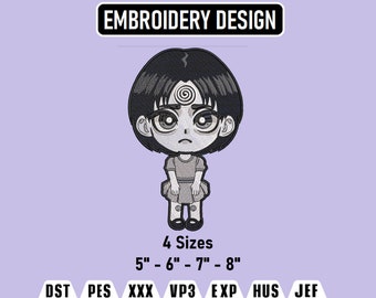 Anime Character Embroidery Design, 5-8 inch (Digital Download)