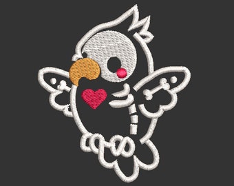 Skeleton Parrot Embroidery Design, Cartoon Machine Embroidery File (Instant Download)