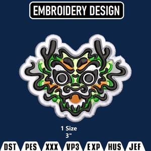 Dragon Stylized Patch - Embroidery Design, Machine Embroidery Design file, Pes, Dst, Jef, Vp3, Hus, Instant Download