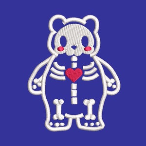 Skeleton Bear Embroidery, Cartoon Inspired Embroidery Designs, Machine Embroidery Design file, Pes, Dst, Jef, Vp3, Hus, Instant Download