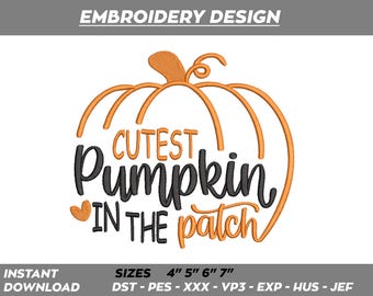Cutest Pumpkin Embroidery Design – Fall Machine Embroidery Pattern (Digital Download)