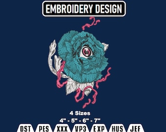 Floral Eye Embroidery Design, Botanical Machine Embroidery (Digital Download)