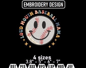Loud Mouth Baseball Mama Embroidery Design (Digital Download)