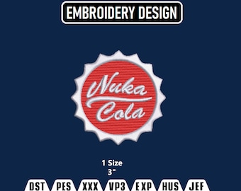 Bottlecap Cola Applique Embroidery Design Patch (3 inch) (Instant Download)