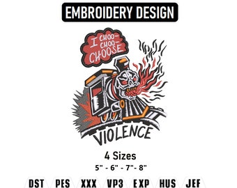 Choo Choose Train Embroidery Design, Funny Machine Embroidery File (Pes, Dst, Jef, Vp3, Hus)