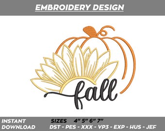 Pumpkin Fall Embroidery Design – Machine Embroidery Pattern (Digital Download)