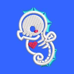 Skeleton Seahorse, Cartoon Inspired Embroidery Designs, Machine Embroidery Design file, Pes, Dst, Jef, Vp3, Hus, Instant Download