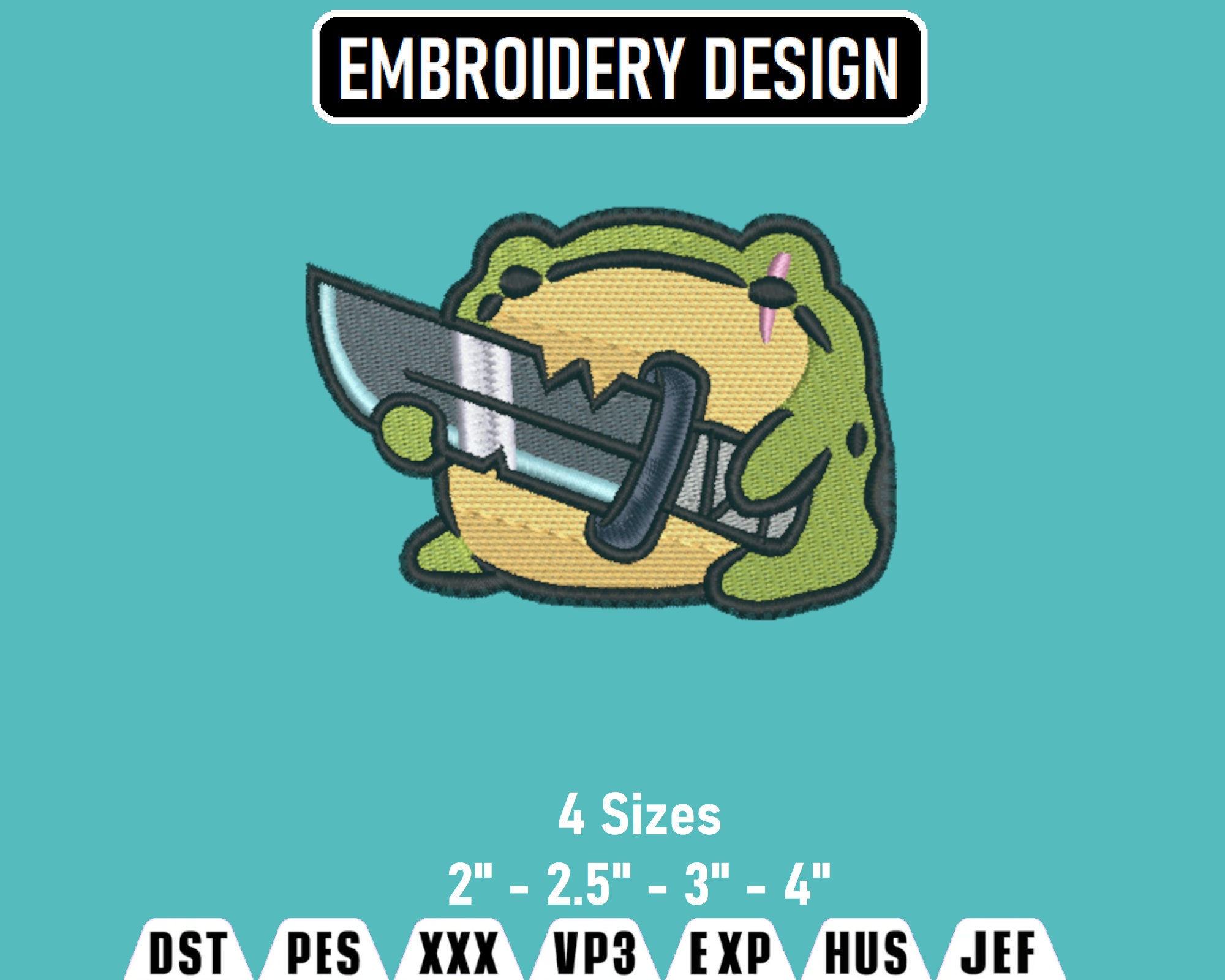Froggy With Knife Cartoon Embroidery Design (digital Download) - Etsy