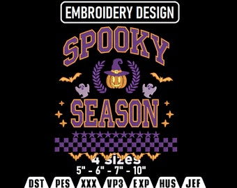 Spooky Season Embroidery Design, Halloween Machine Embroidery (Instant Download)