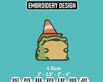Conehead Frog Machine Embroidery Design (Instant Download)
