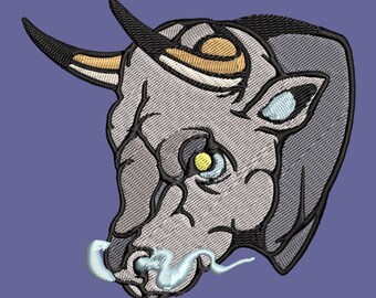 Japanese Tattoo Bull Embroidery Design – Machine Embroidery File (Instant Download)