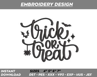 Trick or Treat Halloween Embroidery Design (Digital Download)