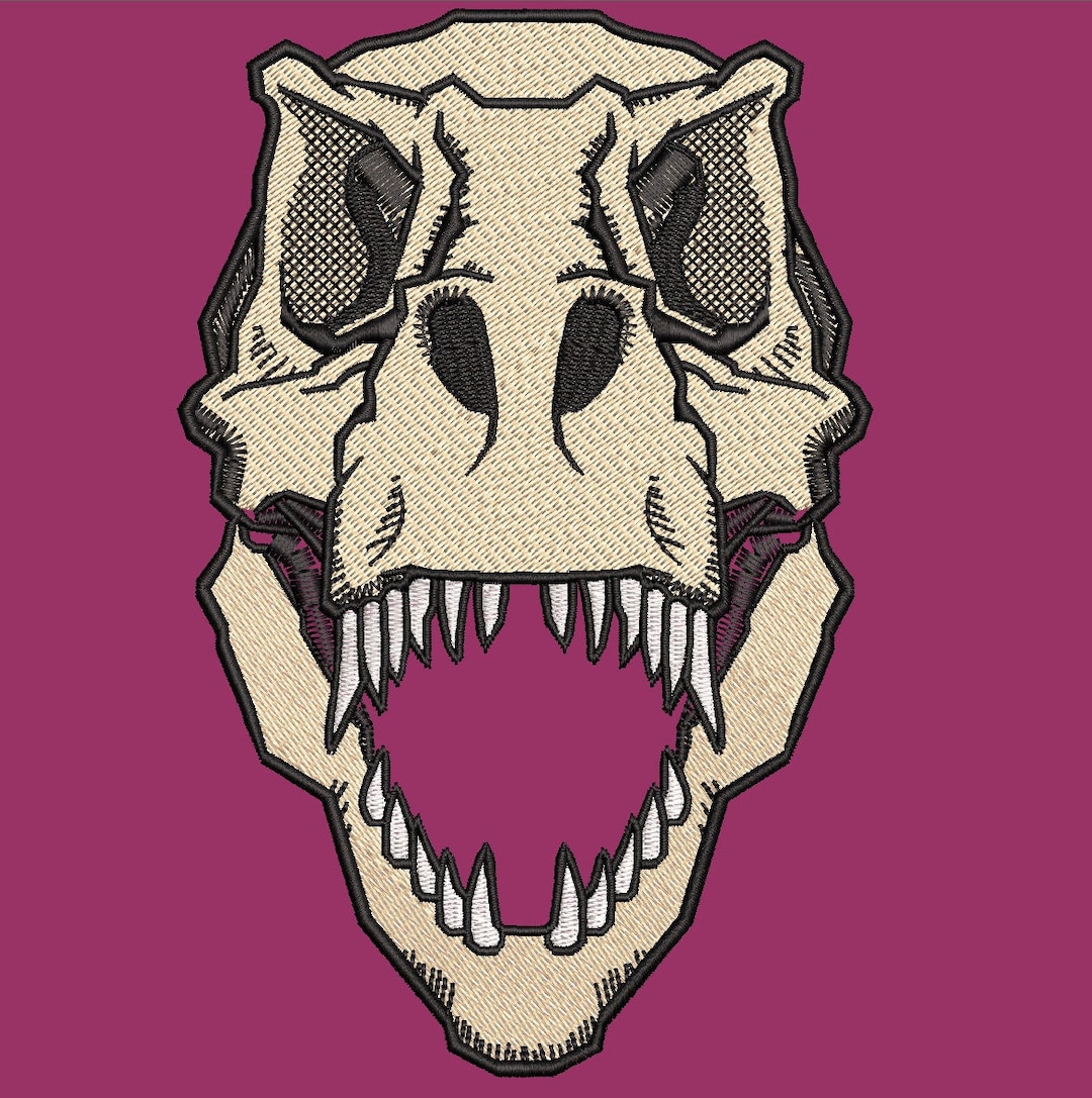 T-rex Dinosaur Skull Embroidery Design - Etsy