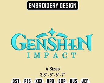 Genshin Impact Embroidery Design – 4 Sizes (Digital Download)