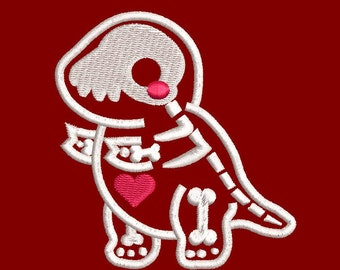 Cartoon Skeleton T-Rex Embroidery Design (Instant Download)