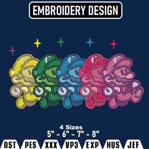 Motifs de broderie plombier arc-en-ciel, motifs de broderie inspirés de l&#39;anime, fichier de motifs de broderie Machine, Pes, Dst, Jef, Vp3, téléchargement immédiat