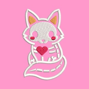 Skeleton Fox, Cartoon Inspired Embroidery Designs, Machine Embroidery Design file, Pes, Dst, Jef, Vp3, Hus, Instant Download