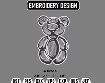 Balloon Bear Embroidery Design, Machine Embroidery File (Instant Download)
