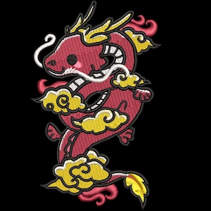 Cute Red Dragon - Cartoon Inspired Embroidery Designs, Machine Embroidery Design file, Pes, Dst, Jef, Vp3, Hus, Instant Download
