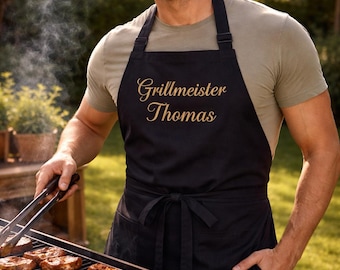 Personalized BBQ Apron | Father's Day Gift for Men | Embroidered Apron with Name | Gift for Men
