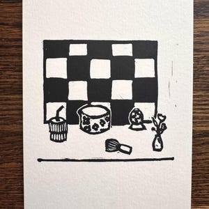 Matcha Time handtryckt linosnitt