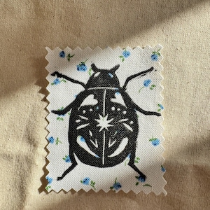 Ladybug with hearts floral Iron-On Handprinted Patch/Applique