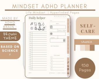 Mindset ADHD planner, Printable ADHD planner, Digital planner, Life planner for ADHD, Journal, Daily planner, Planner Adhd templates