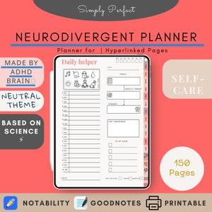 Neurodivergent planner, Printable ADHD planner, Digital planner, Life planner for ADHD, Journal, Daily planner, Planner Adhd templates
