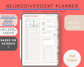 Neurodivergent planner, Printable ADHD planner, Digital planner, Life planner for ADHD, Journal, Daily planner, Planner Adhd templates