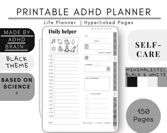 Printable ADHD Digital Planner, Life Planner, ADHD Planner Adult, ADHD Journal, Adhd Planner, Digital Planner, Adhd Productivity Planner