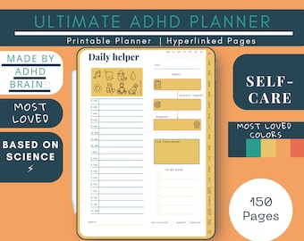 ADHD Digital Planner (made by an ADHDer) for iPad, Tablet + Printable. Adult ADD daily planner, self care & habit tracker. Science based