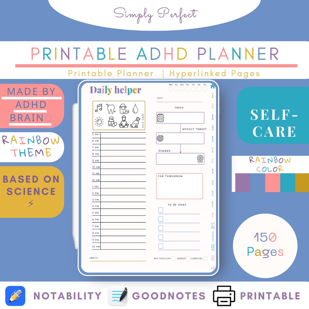 ADHD & Executive Dysfunction Workbook Printable PDF Adult Self Care ...