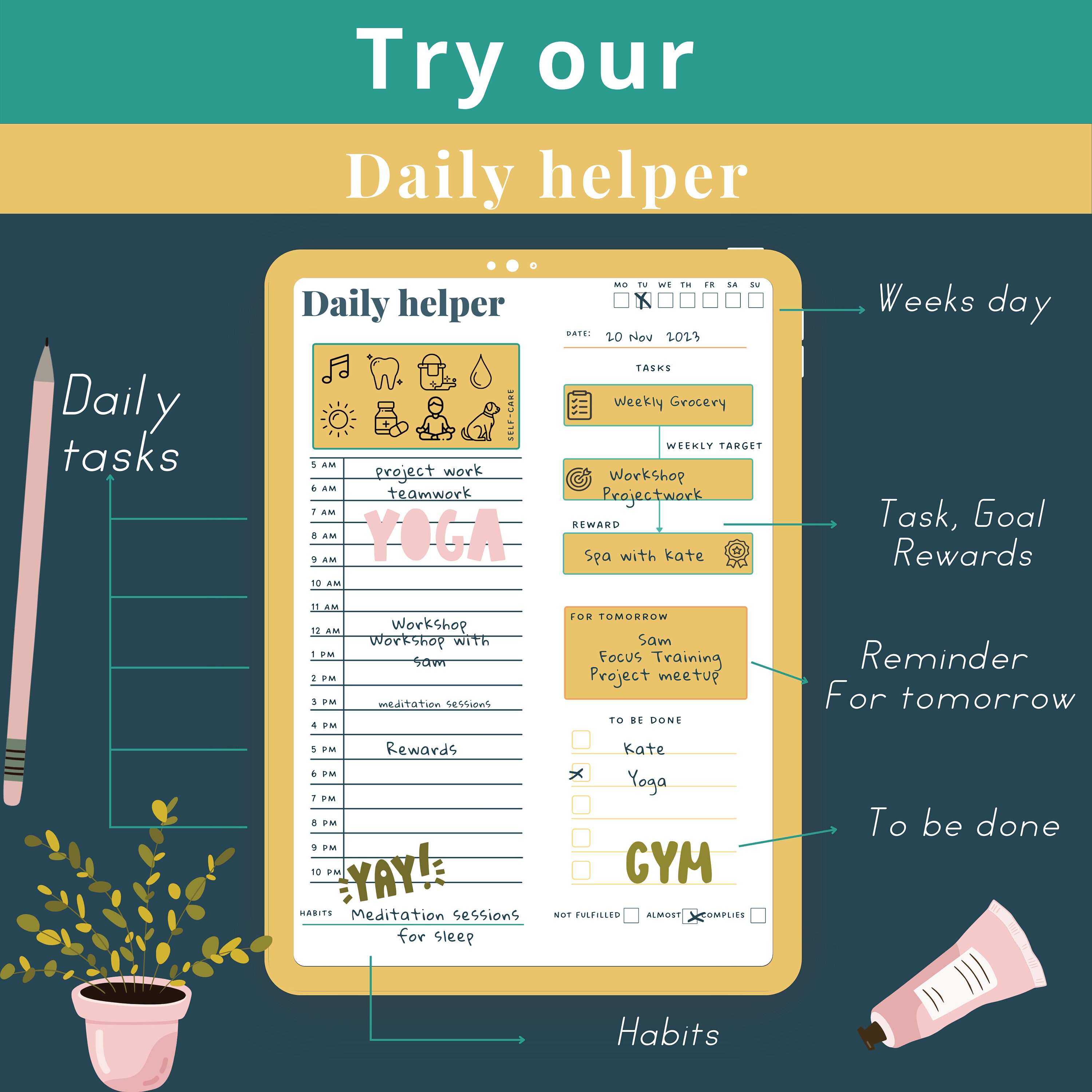 ADHD Digital Planner (made by an Adhder) for Ipad, Tablet + Printable ...