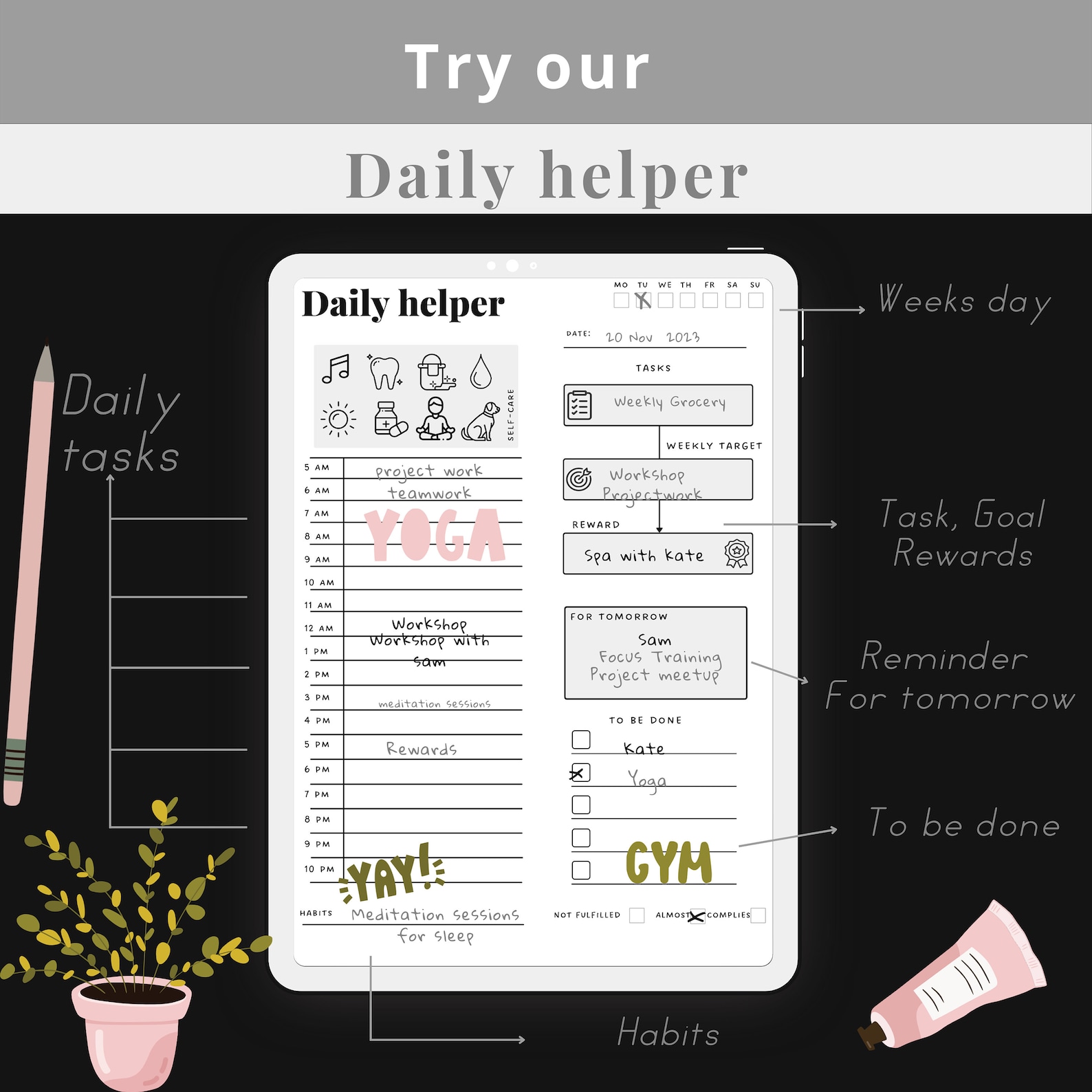 Printable ADHD Digital Planner, Life Planner, ADHD Planner Adult, ADHD