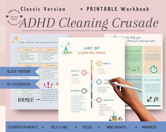 ADHD Cleaning Workbook: Unique Productivity Tools & Fun Strategies for Clarity and Focus